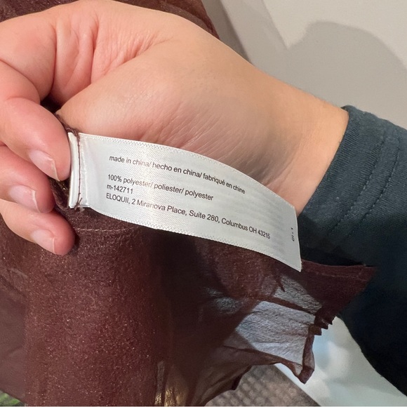 Brown sheer button up top - Picture 4 of 6